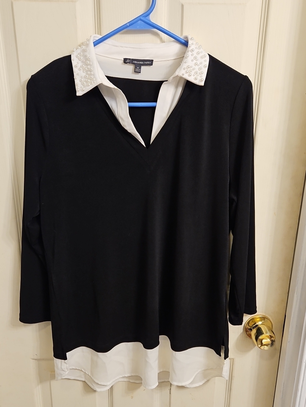 Adrianna Papell Black & White Layered Blouse
